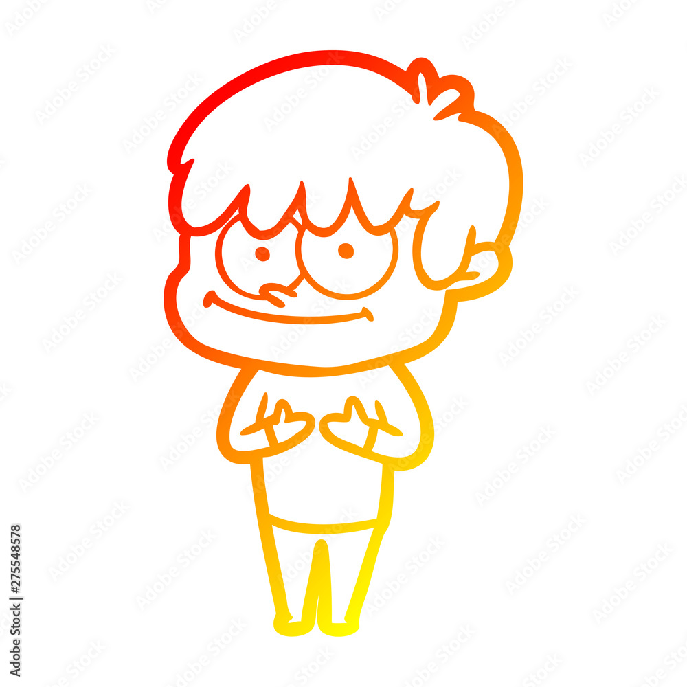 Obraz premium warm gradient line drawing happy cartoon man