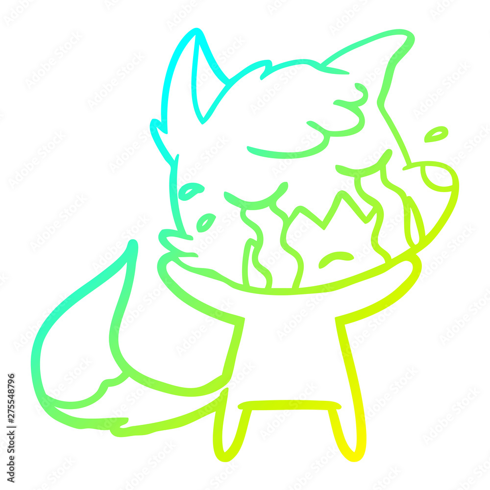 cold gradient line drawing crying fox cartoon cold gradient line drawing crying fox cartoon