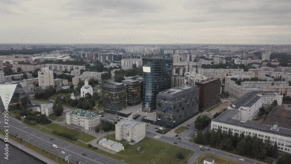 Aerial view of the Business Center in the evening. Aerial view of the Business Center in the evening.