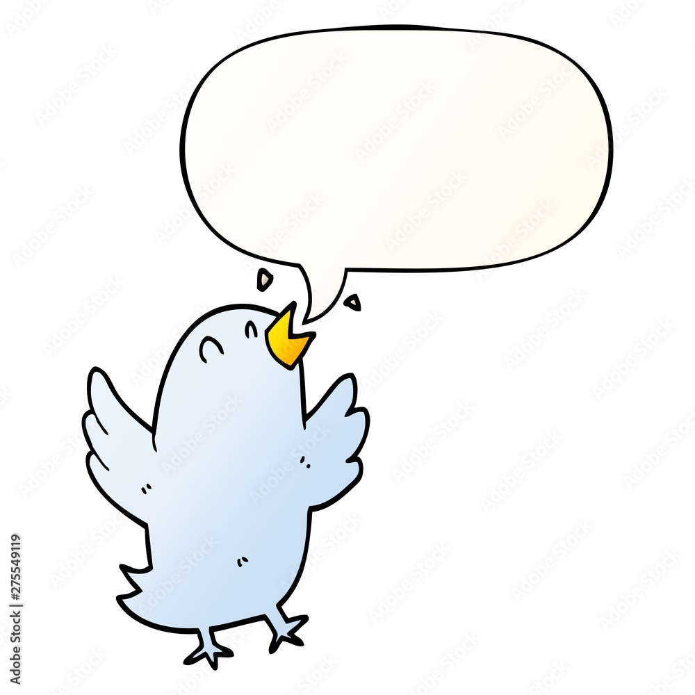 cartoon bird singing and speech bubble in smooth gradient style cartoon bird singing and speech bubble in smooth gradient style