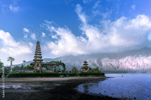 Dry season at Ulun Danu Beratan Temple in Bali  Indonesia