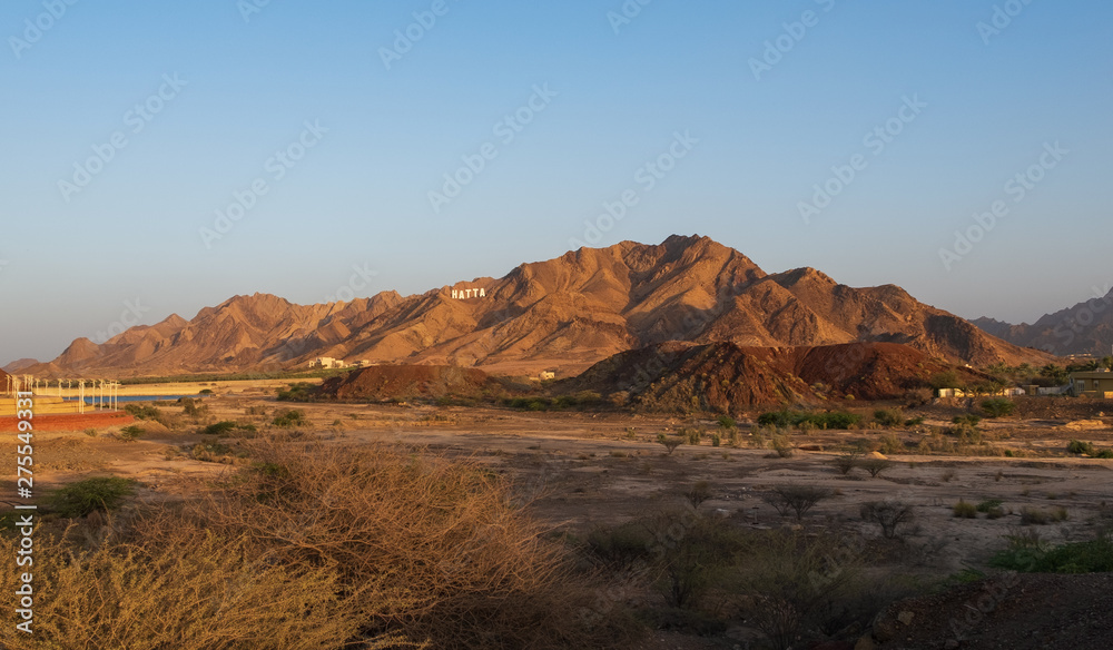 Brown mountains(rocks) in region of Hatta, eastern region of Dubai, United Arab Emirates