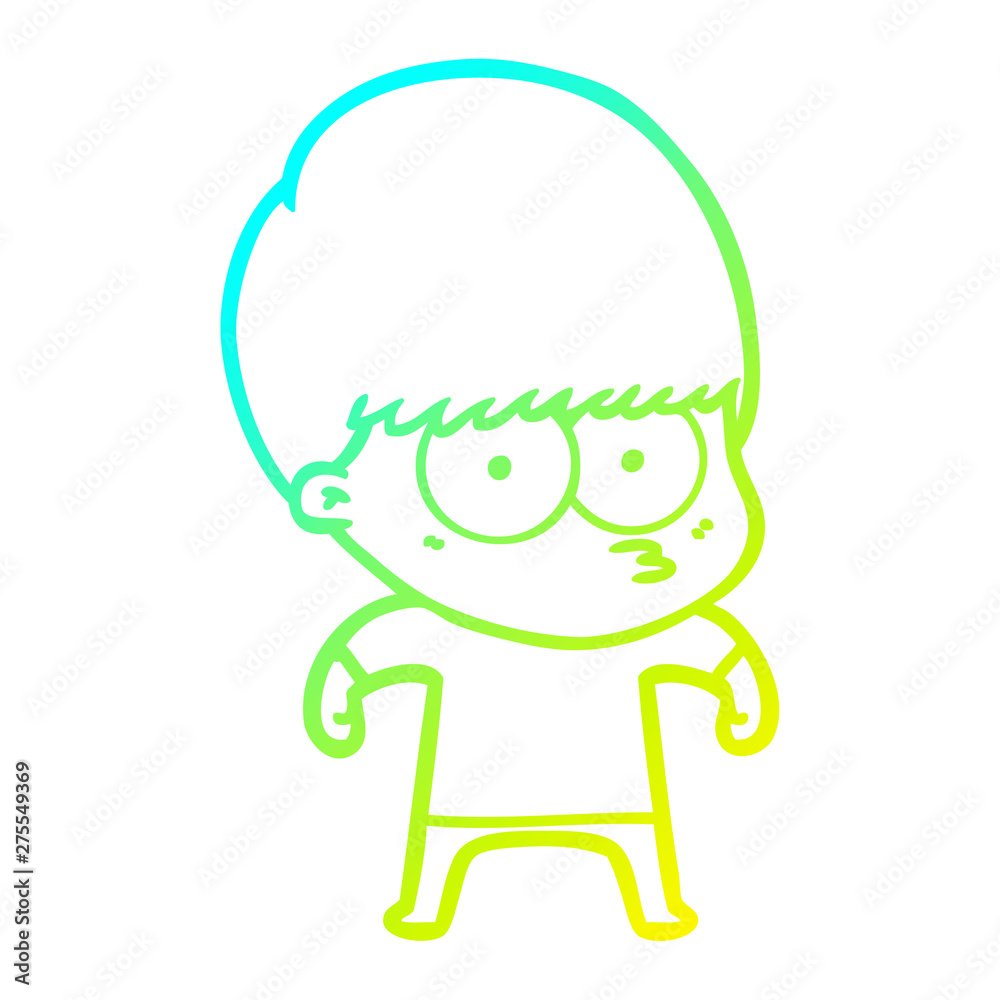 cold gradient line drawing nervous cartoon boy cold gradient line drawing nervous cartoon boy