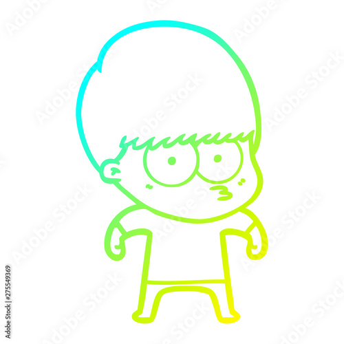 cold gradient line drawing nervous cartoon boy