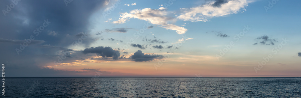 Beautiful dramatic sunset over the Caribbean Sea. Taken in Havana, Cuba.