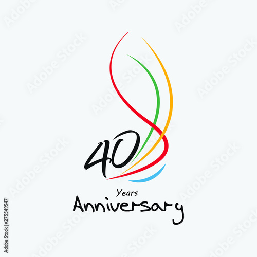 40 Year Anniversary Vector Template Design Illustration