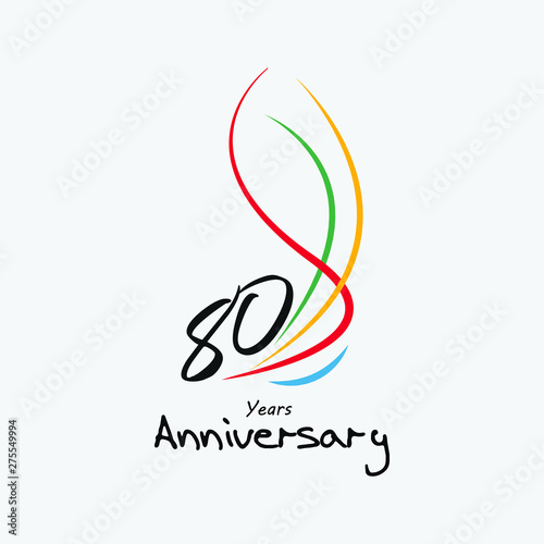 80 Year Anniversary Vector Template Design Illustration