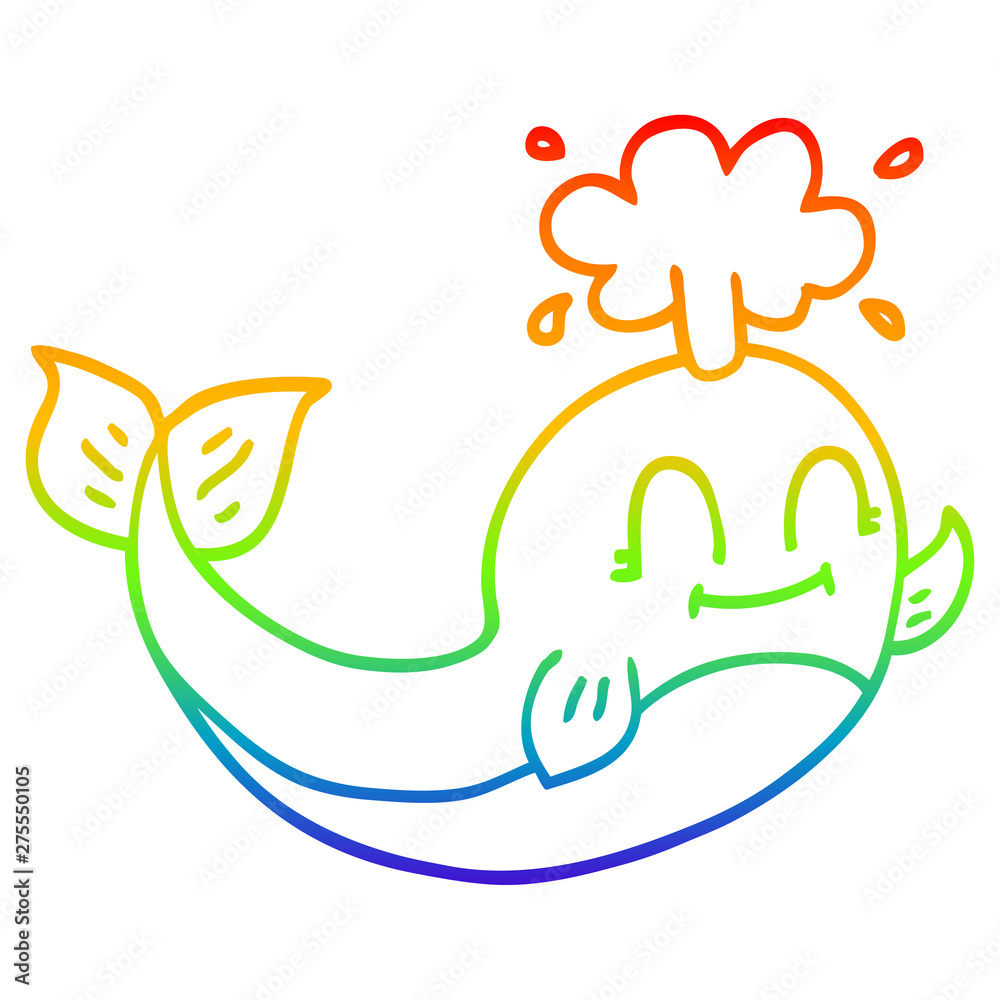 rainbow gradient line drawing cartoon happy whale rainbow gradient line drawing cartoon happy whale