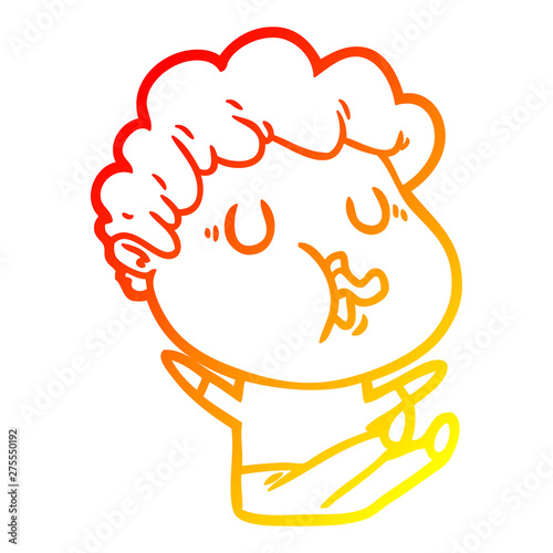 warm gradient line drawing cartoon man singing