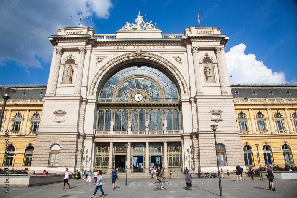 BUDAPEST, HUNGARY - JUNE 2019:Keleti Station, Passenngers Waiting to Board Train.