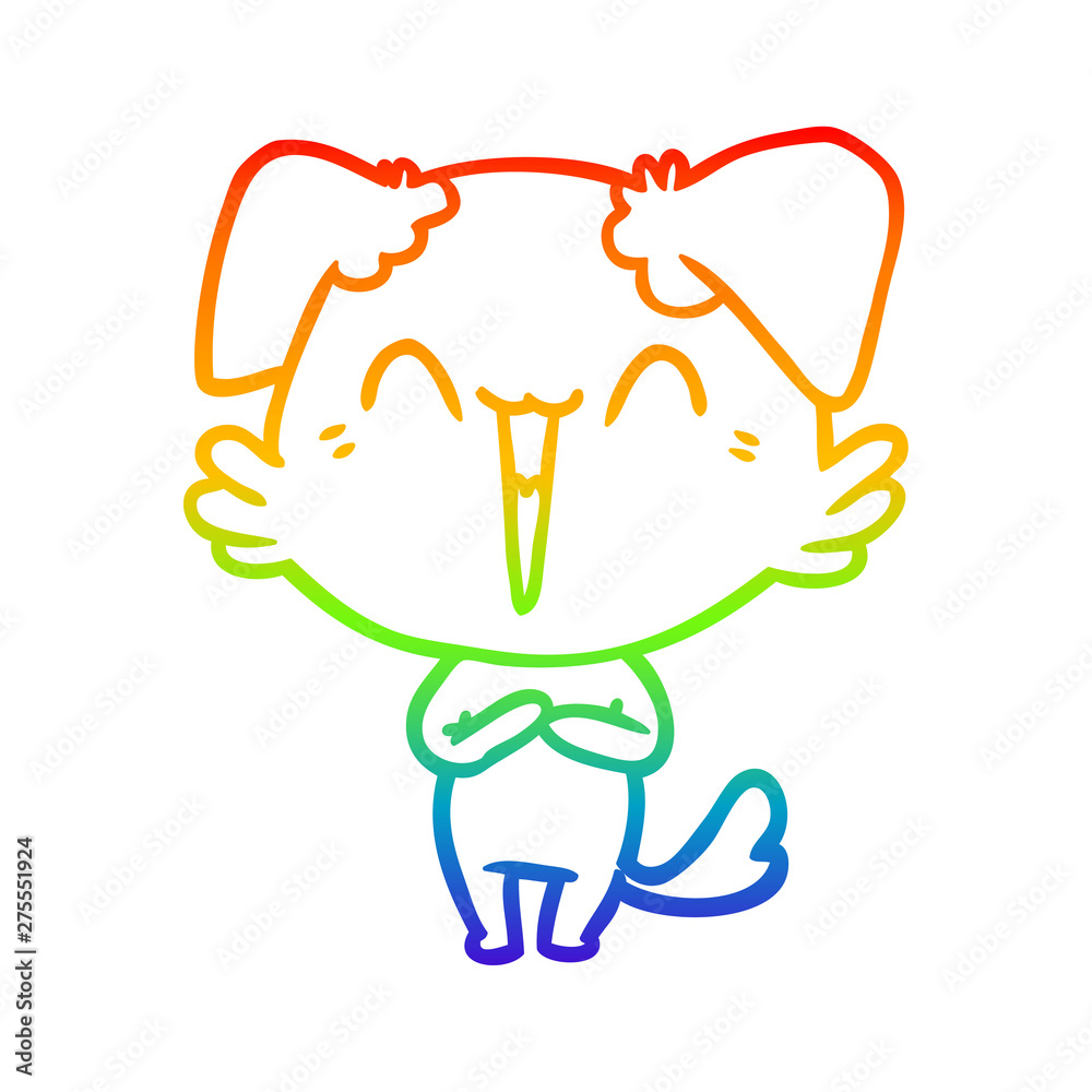 rainbow gradient line drawing happy little dog cartoon rainbow gradient line drawing happy little dog cartoon