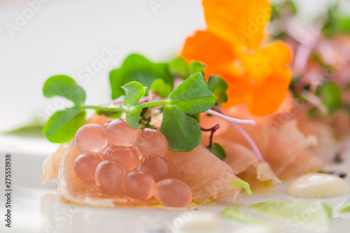 Carpaccio with saffron and caviar