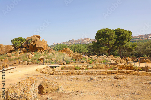 Ruins in famous ancient Valley of Temples of Agrigento  Sicily  Italy. UNESCO World Heritage Site.