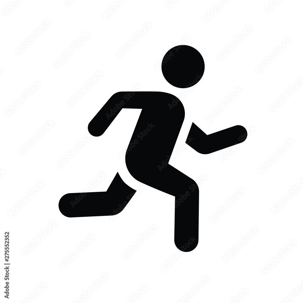 Running man icon sign illustration flat simple black color flal design isolated vector EPS 10