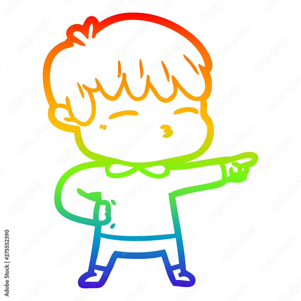 rainbow gradient line drawing cartoon curious boy rainbow gradient line drawing cartoon curious boy