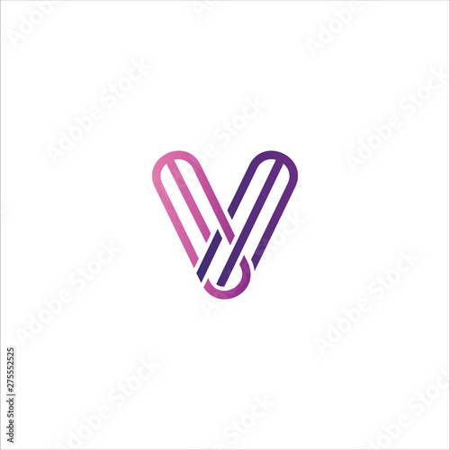 Minimal line letter initial V logo. Abstract and elegant shape font sign. logotype vector design template for personal identity branding, creative industry, web, business, corporate and company