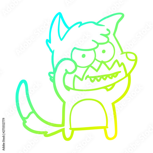 cold gradient line drawing cartoon grinning fox