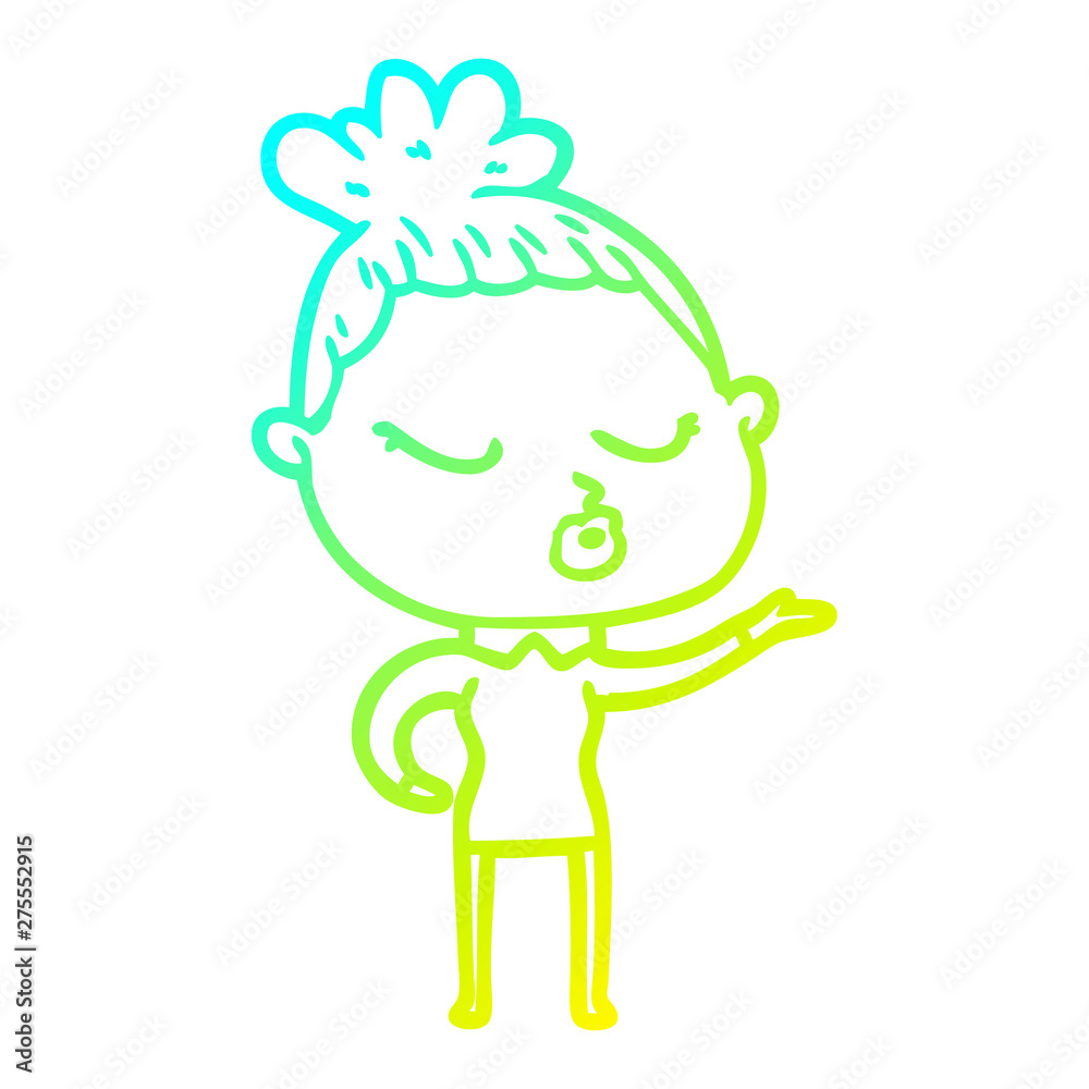 cold gradient line drawing cartoon calm woman cold gradient line drawing cartoon calm woman