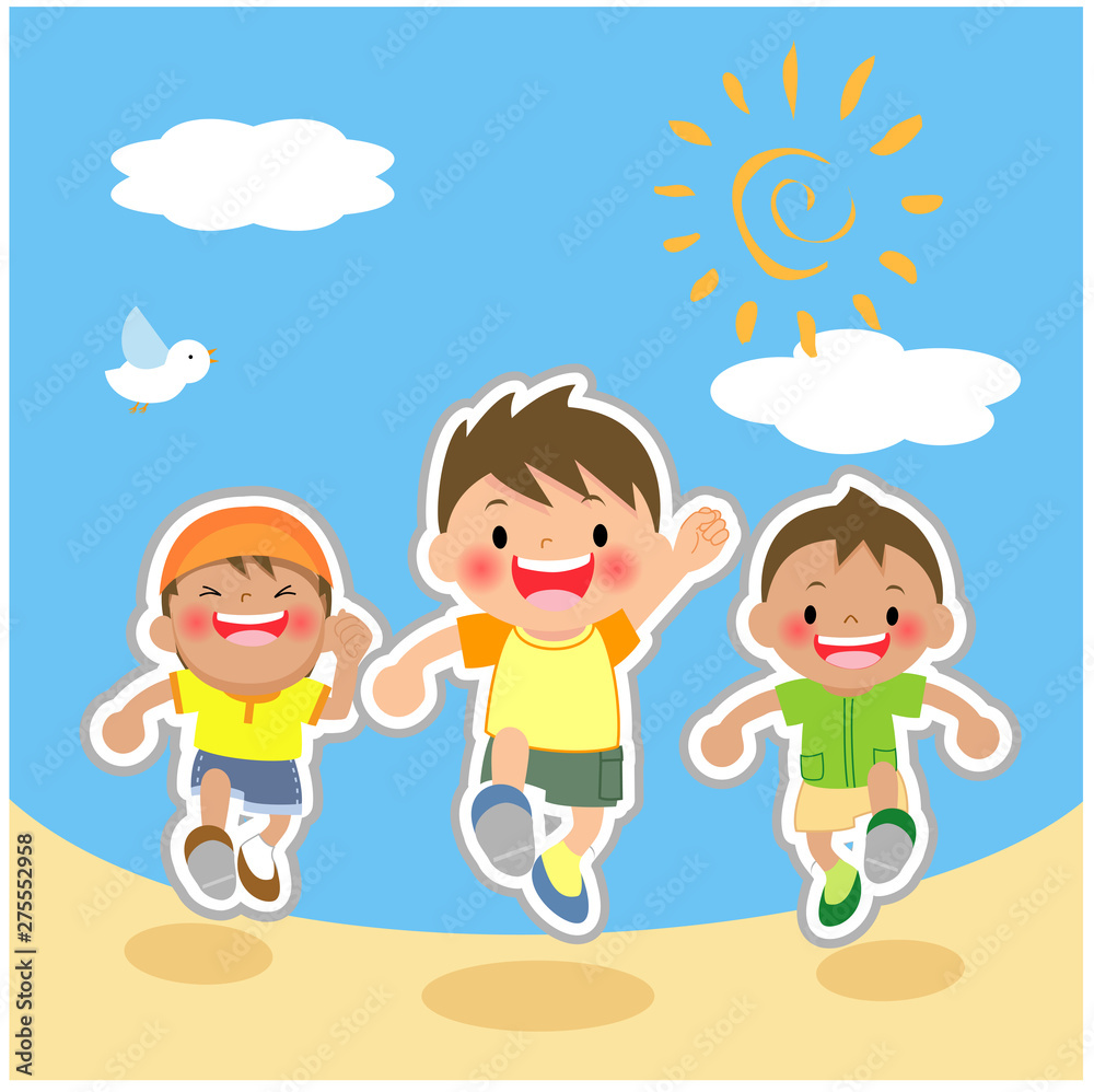 走る子供達 正面向き