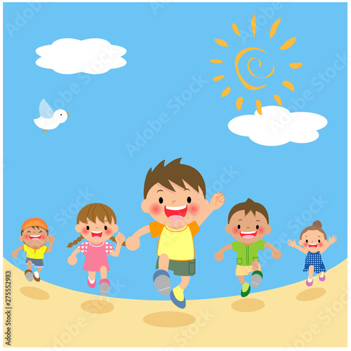 走る子供達 正面向き