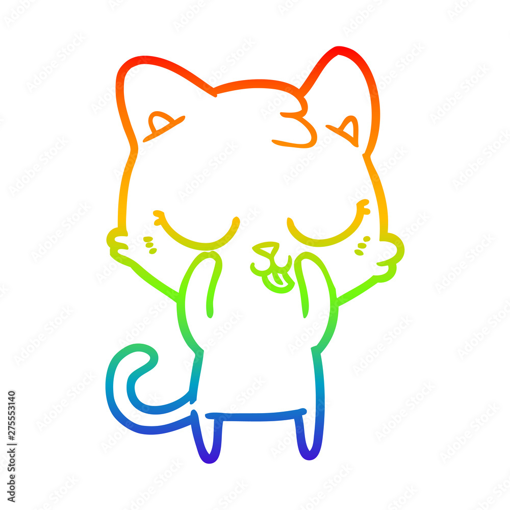 Obraz premium rainbow gradient line drawing cartoon cat