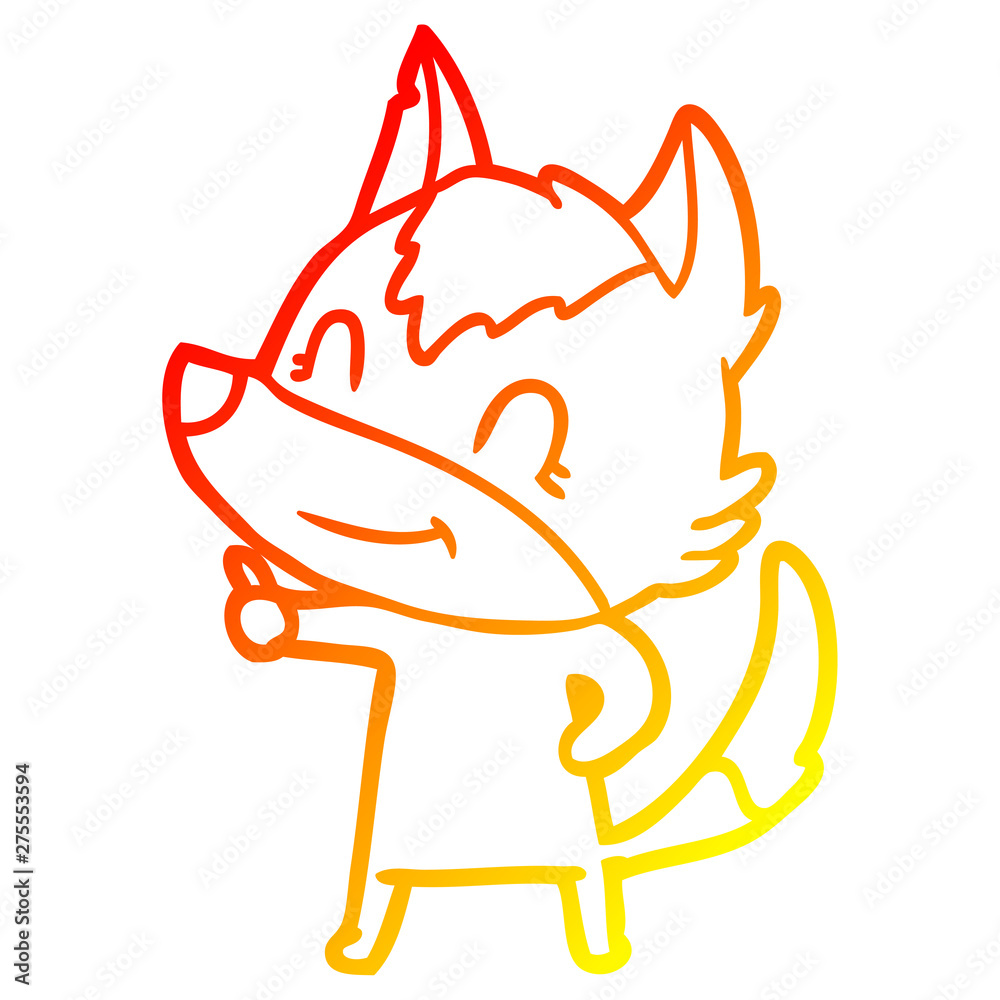 warm gradient line drawing friendly cartoon wolf warm gradient line drawing friendly cartoon wolf