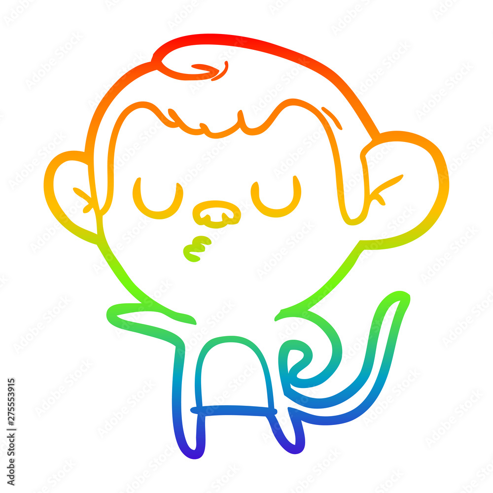 rainbow gradient line drawing cartoon monkey rainbow gradient line drawing cartoon monkey