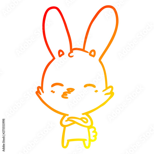 warm gradient line drawing curious bunny cartoon