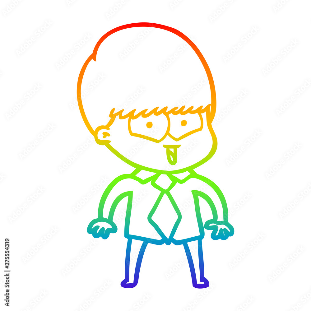 rainbow gradient line drawing cartoon happy boy rainbow gradient line drawing cartoon happy boy