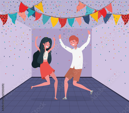 young couple dancing in the room
