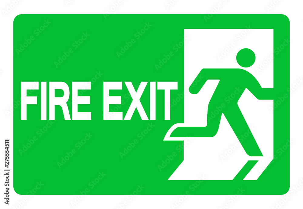 Fire Exit Emergency Green Sign Isolate On White Background,Vector Illustration EPS.10 Fire Exit Emergency Green Sign Isolate On White Background,Vector Illustration EPS.10