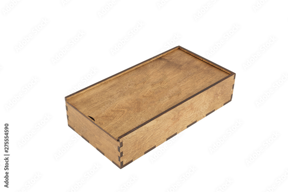 Box of handmade wood on a white background, isolate. Box of handmade wood on a white background, isolate.