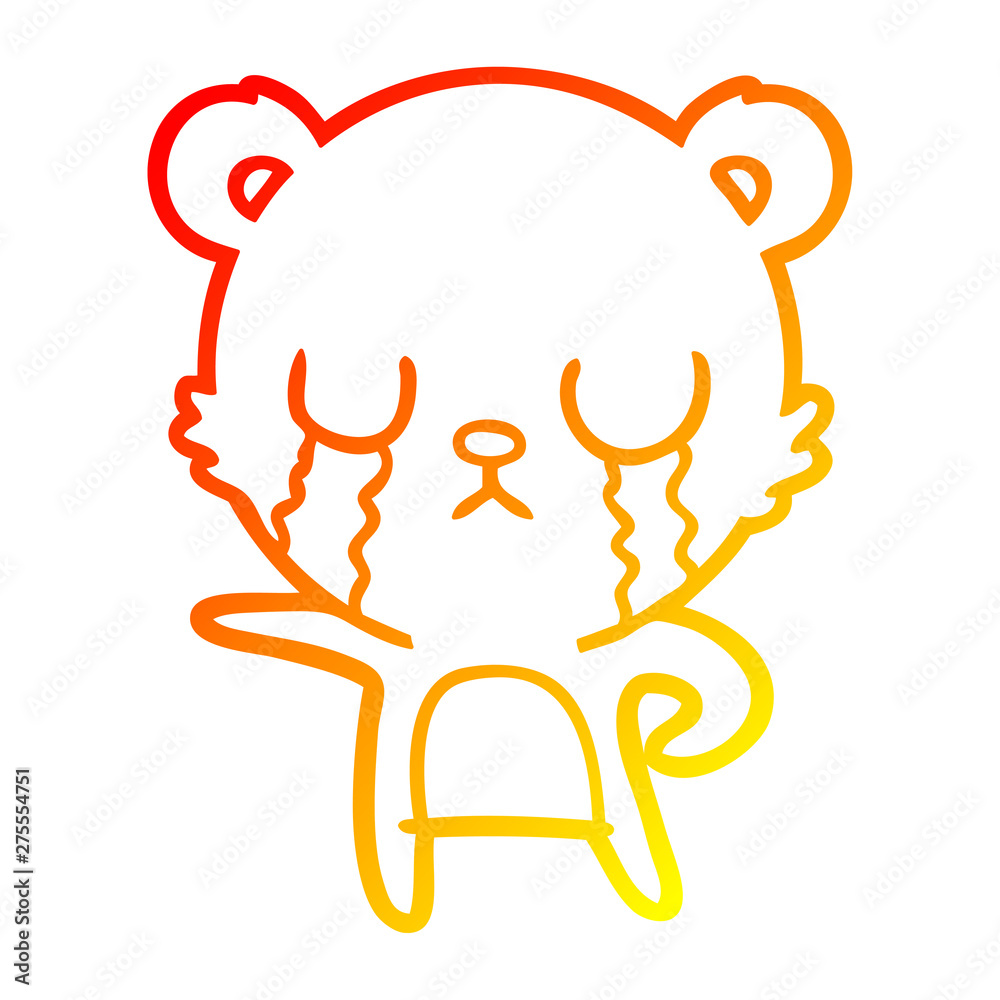 warm gradient line drawing crying cartoon bear warm gradient line drawing crying cartoon bear