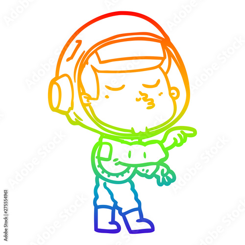 rainbow gradient line drawing cartoon confident astronaut