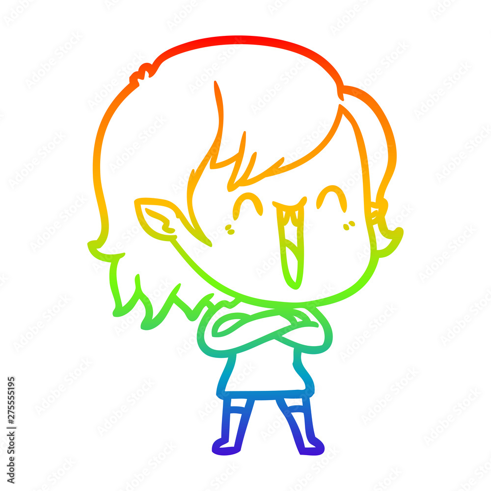 rainbow gradient line drawing cute cartoon happy vampire girl rainbow gradient line drawing cute cartoon happy vampire girl