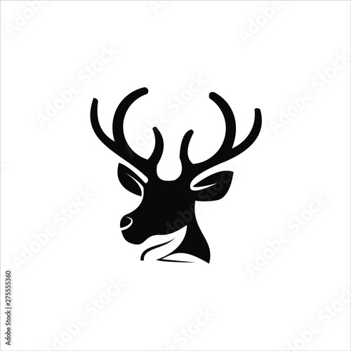 Animal logo deer antler head silhouette
