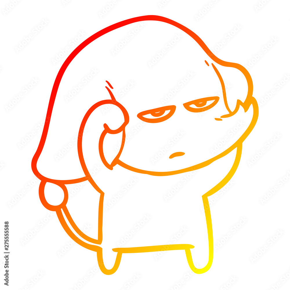Obraz premium warm gradient line drawing annoyed cartoon elephant