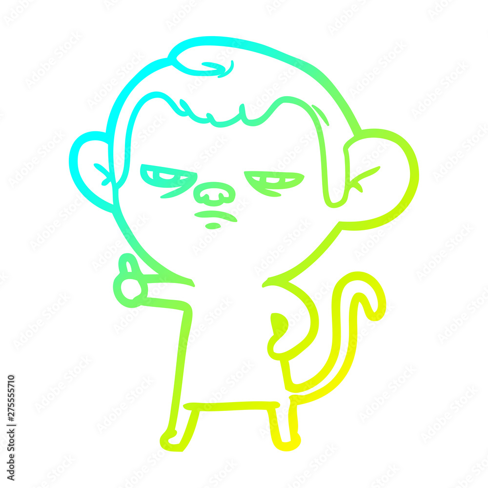 cold gradient line drawing cartoon annoyed monkey