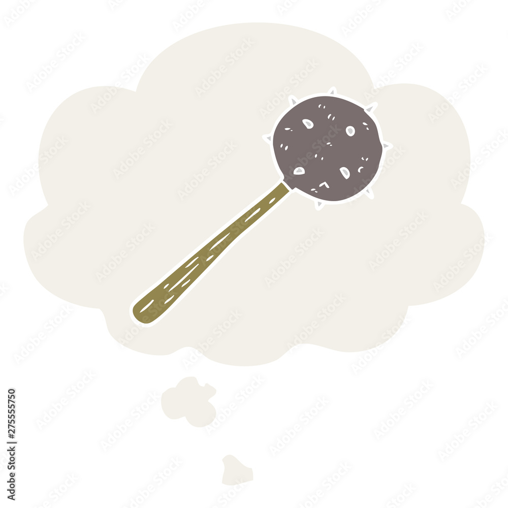 cartoon mace and thought bubble in retro style cartoon mace and thought bubble in retro style