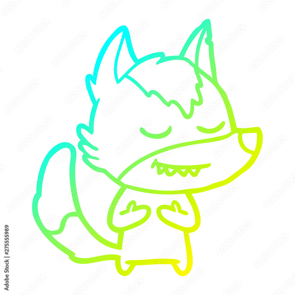 cold gradient line drawing friendly cartoon wolf cold gradient line drawing friendly cartoon wolf