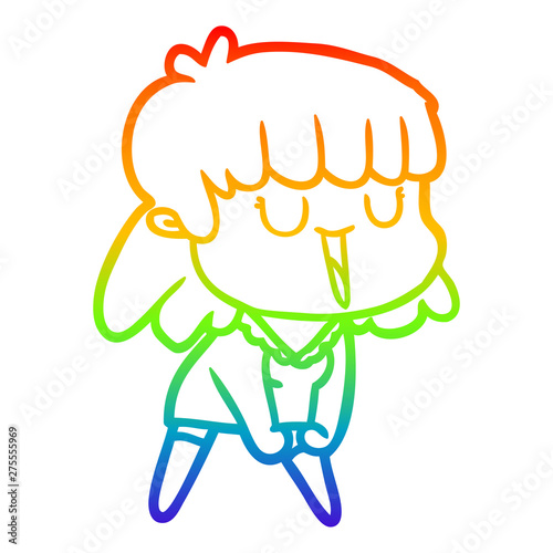 rainbow gradient line drawing cartoon woman