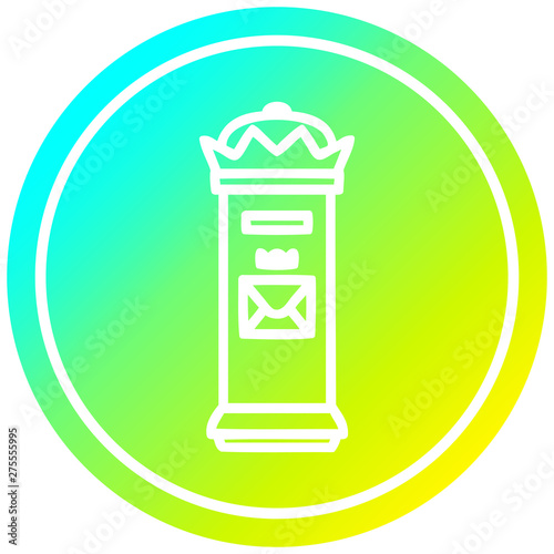 British postbox circular in cold gradient spectrum
