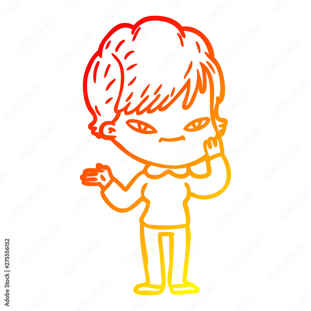 warm gradient line drawing cartoon happy woman warm gradient line drawing cartoon happy woman