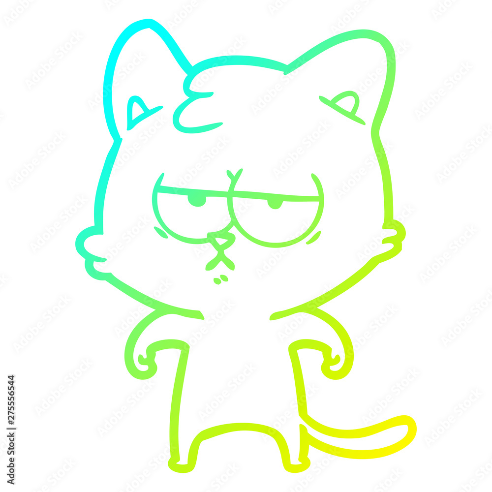 cold gradient line drawing bored cartoon cat cold gradient line drawing bored cartoon cat