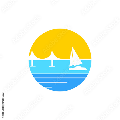 sport logo simple circle illustration icon for sailing hobbies