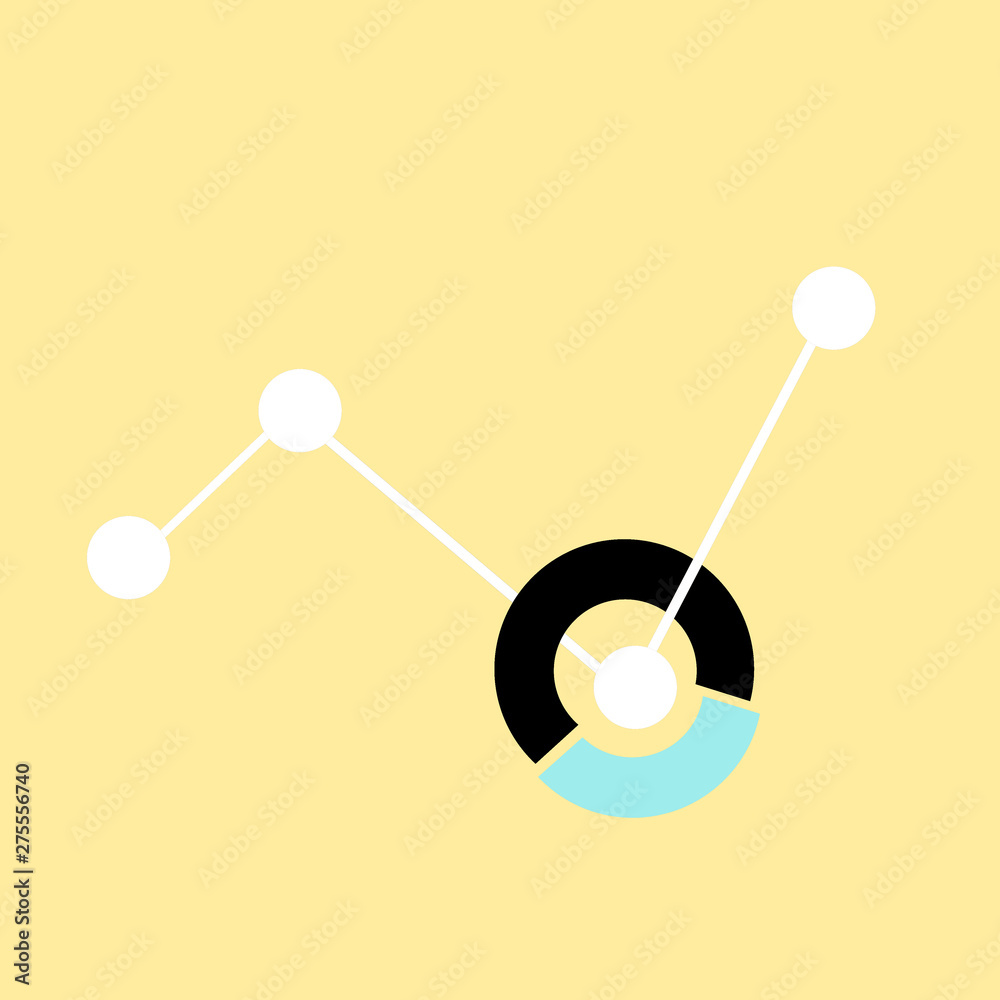 infographic design of white circles with yellow background