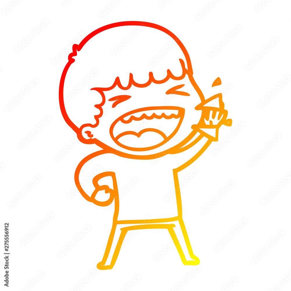 warm gradient line drawing cartoon laughing man