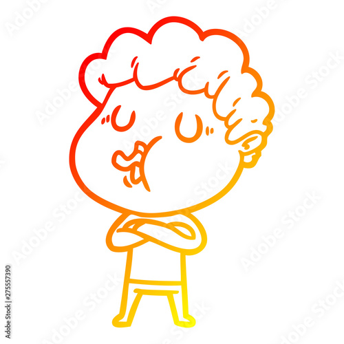 warm gradient line drawing cartoon man singing