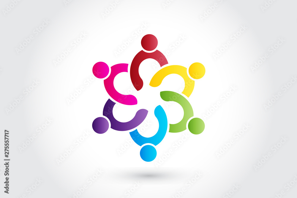 Obraz premium Logo teamwork business people unity partners friendship in a hug