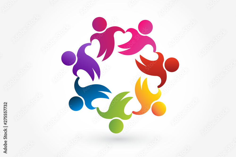 Logo teamwork business people unity partners friendship in a hug Logo teamwork business people unity partners friendship in a hug